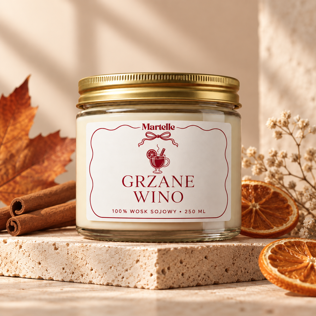 Grzane wino – świeca sojowa (250 ml)