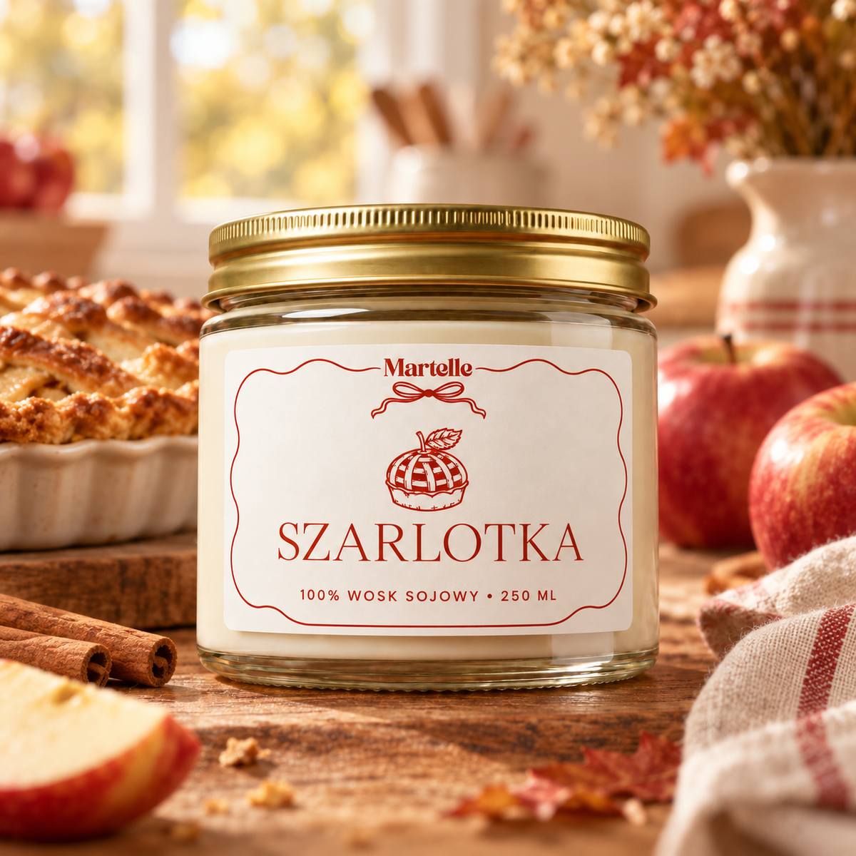 Szarlotka – jesienna świeca sojowa (250 ml)
