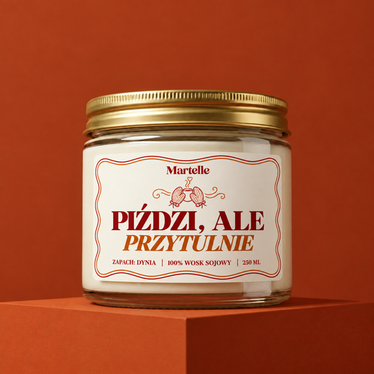 Piździ ale przytulnie – świeca sojowa (250 ml)