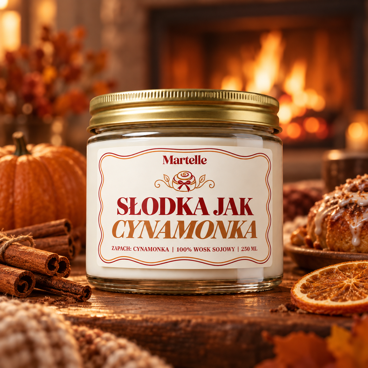 Słodka jak cynamonka – świeca sojowa (250 ml)