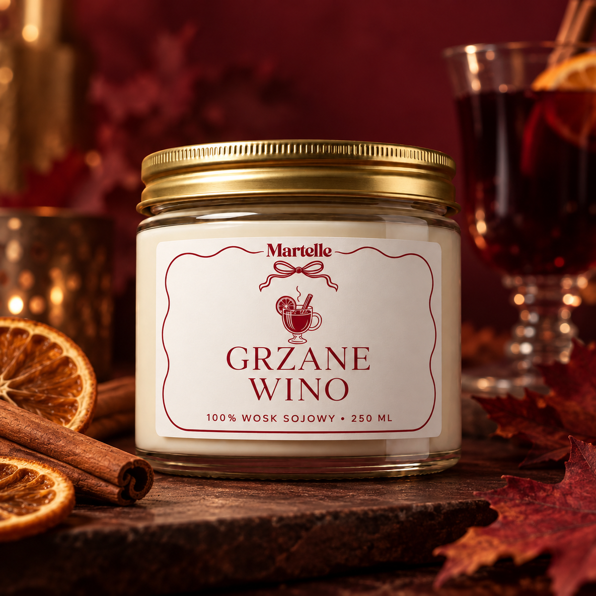 Grzane wino – świeca sojowa (250 ml)