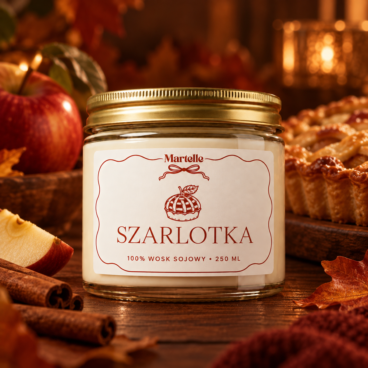 Szarlotka – jesienna świeca sojowa (250 ml)