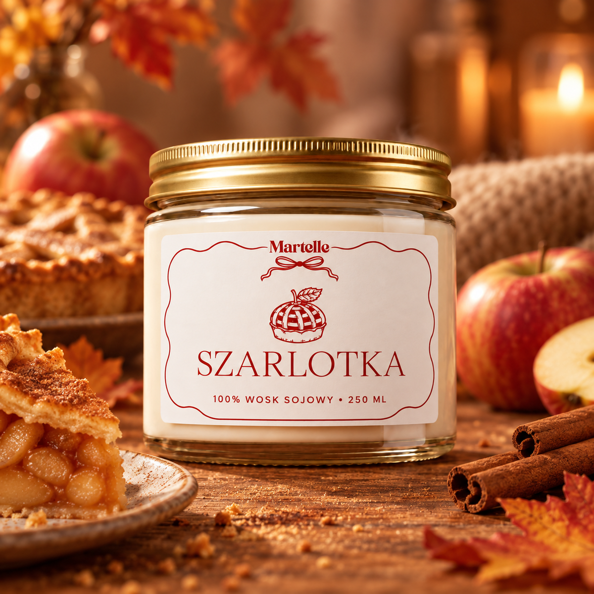 Szarlotka – jesienna świeca sojowa (250 ml)