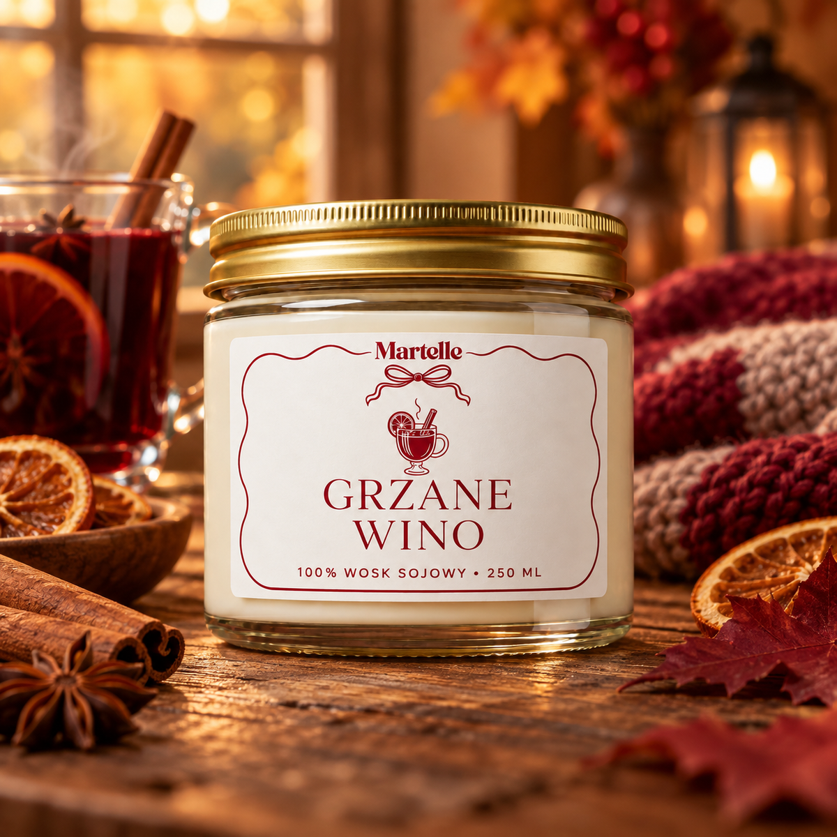 Grzane wino – świeca sojowa (250 ml)