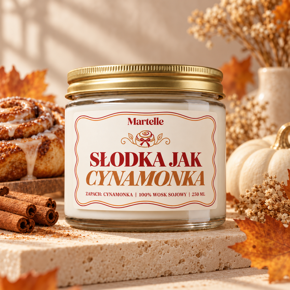 Słodka jak cynamonka – świeca sojowa (250 ml)