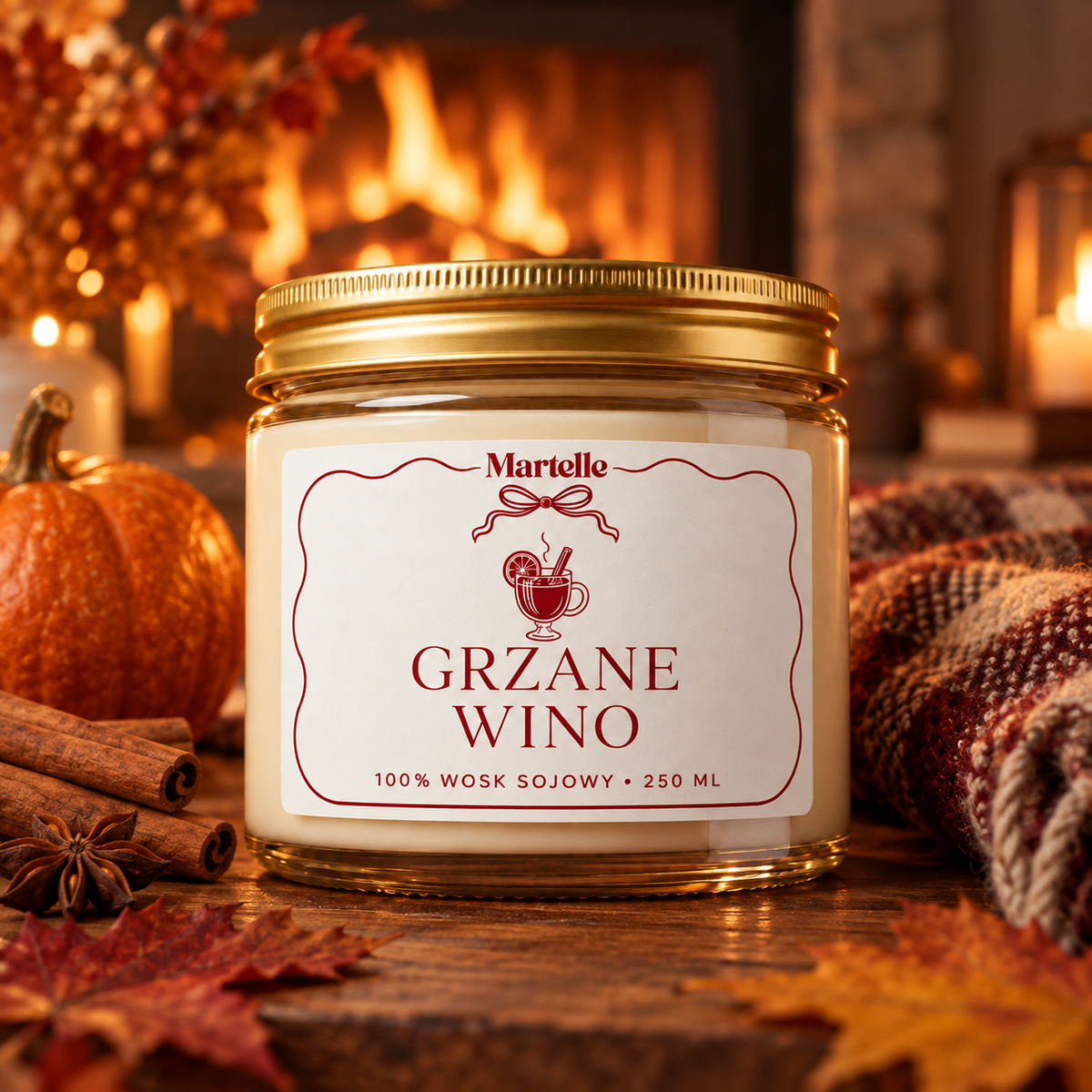 Grzane wino – świeca sojowa (250 ml)