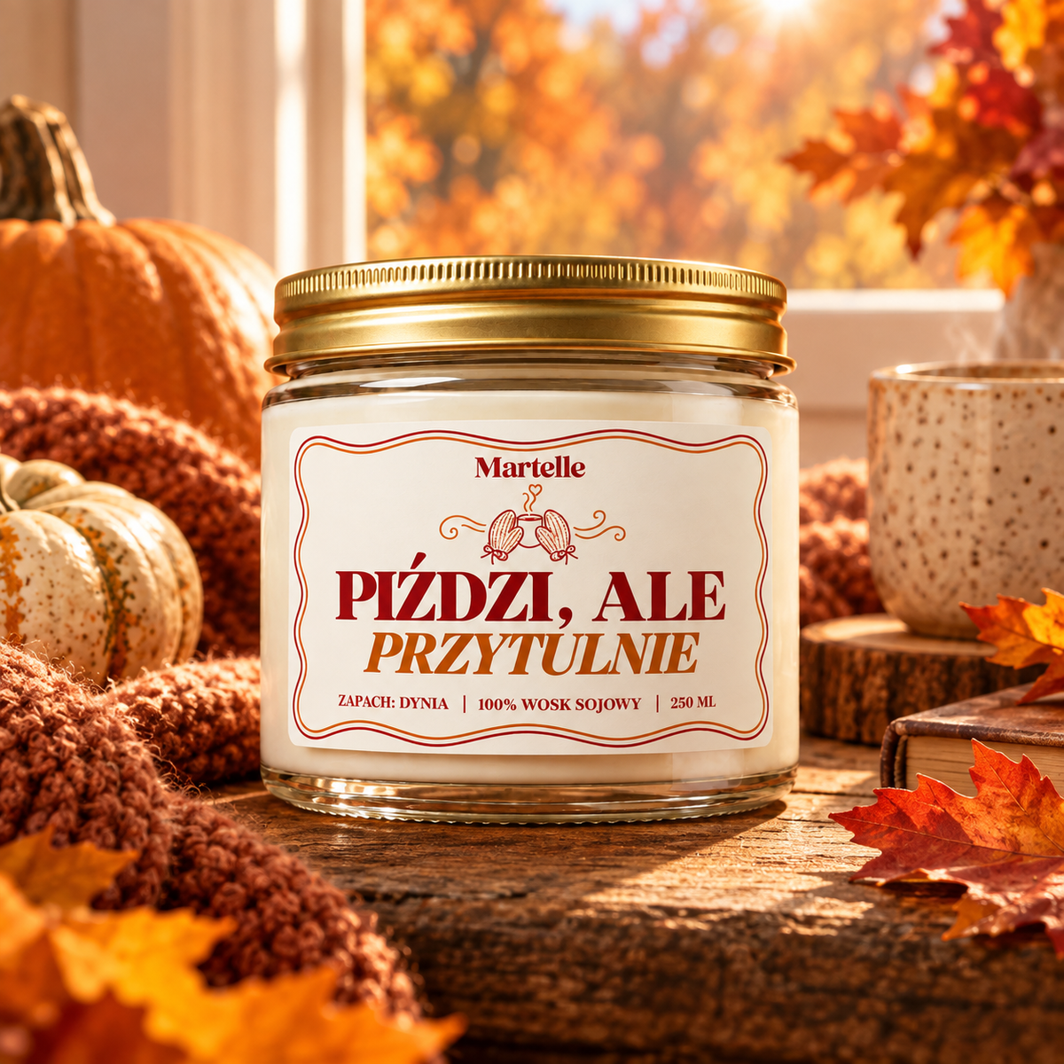 Piździ ale przytulnie – świeca sojowa (250 ml)