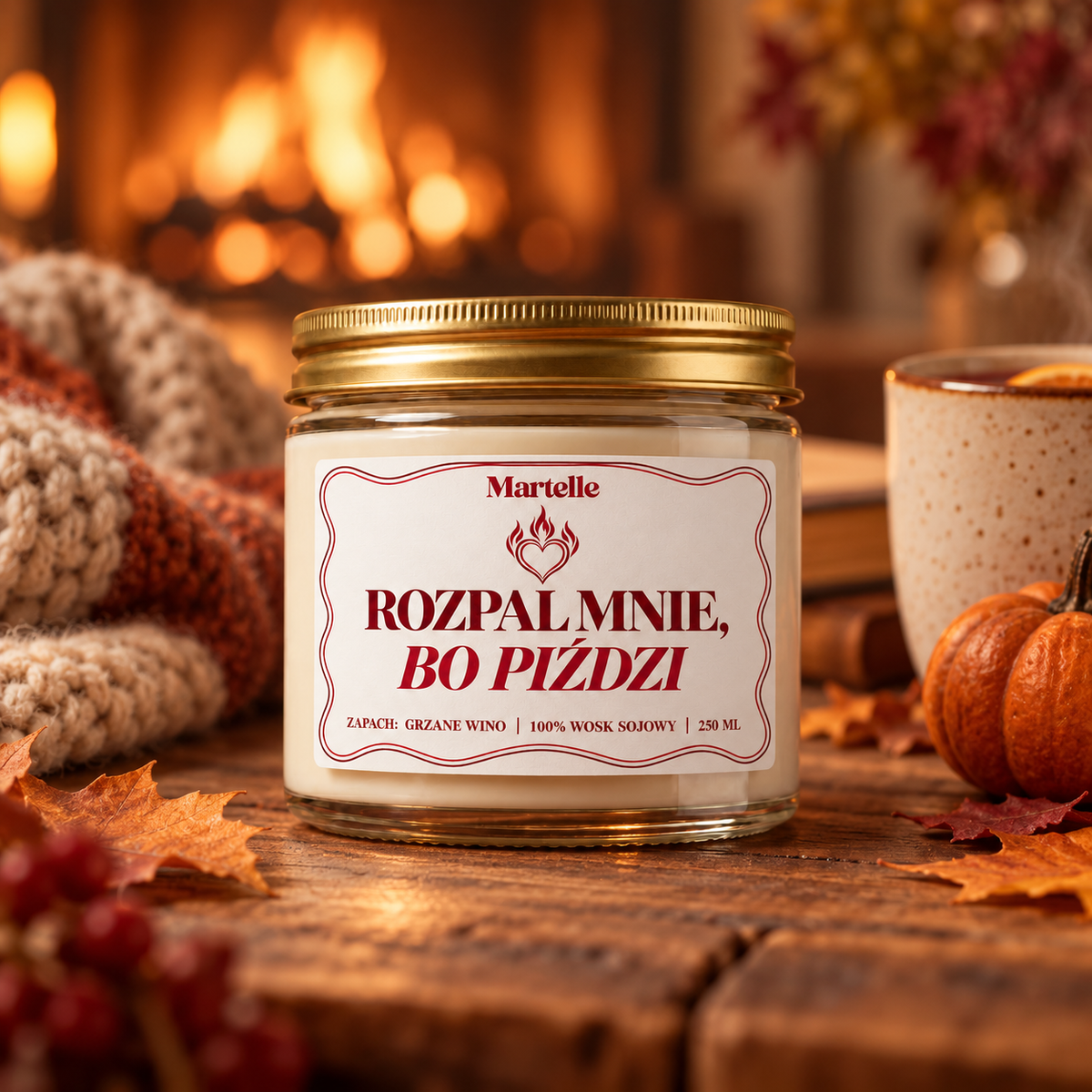 Rozpal mnie, bo piździ – świeca sojowa (250 ml)