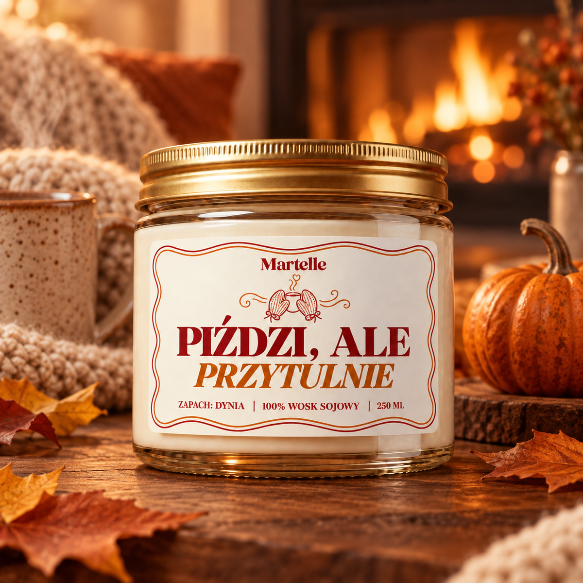 Piździ ale przytulnie – świeca sojowa (250 ml)
