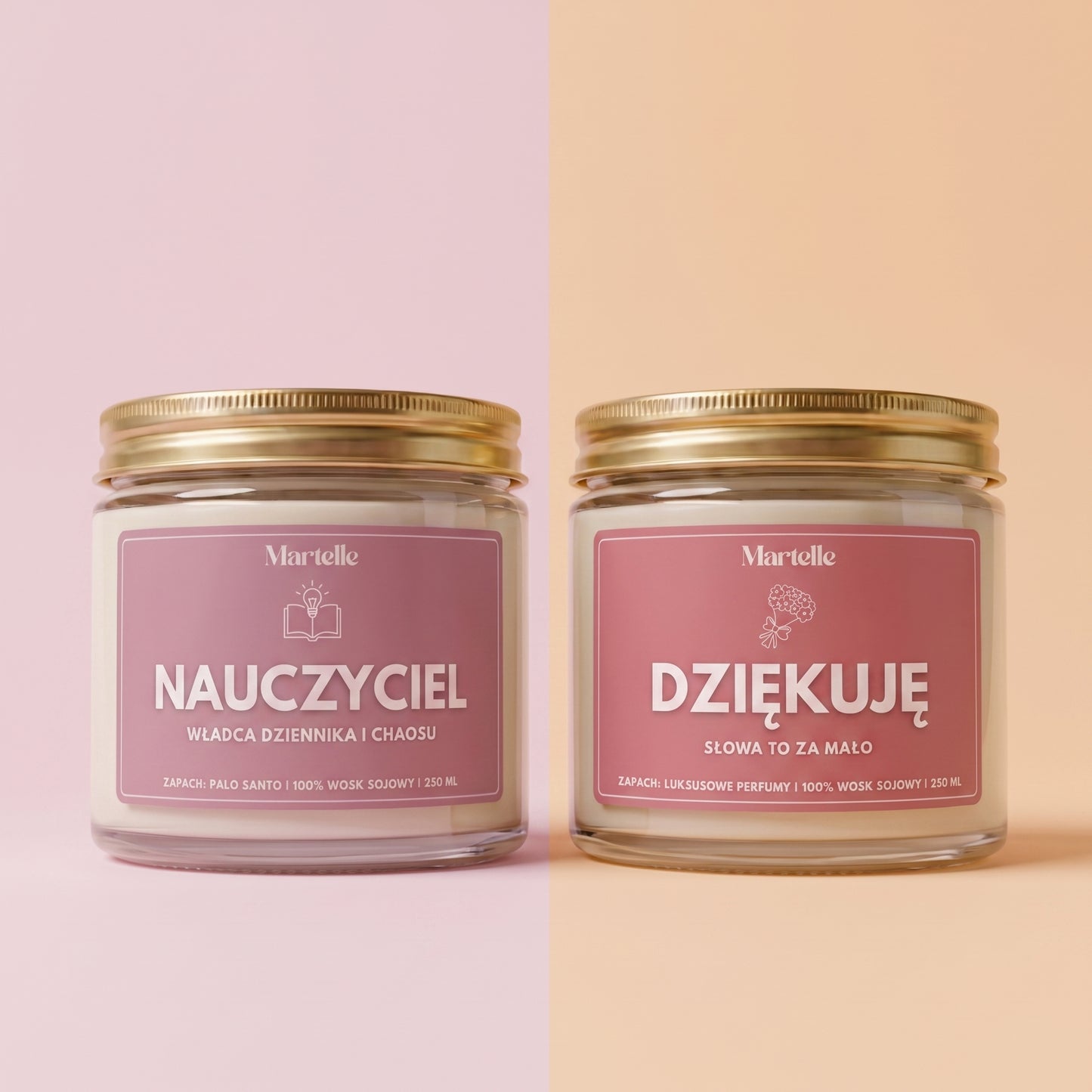 Zestaw świec „Dziękuję za wszystko” – prezent dla nauczyciela