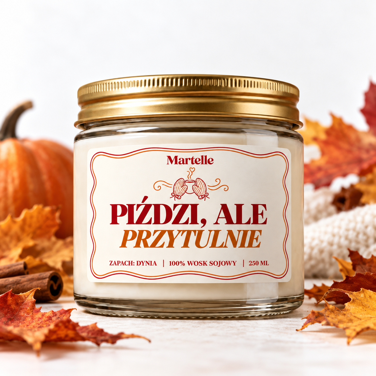 Piździ ale przytulnie – świeca sojowa (250 ml)