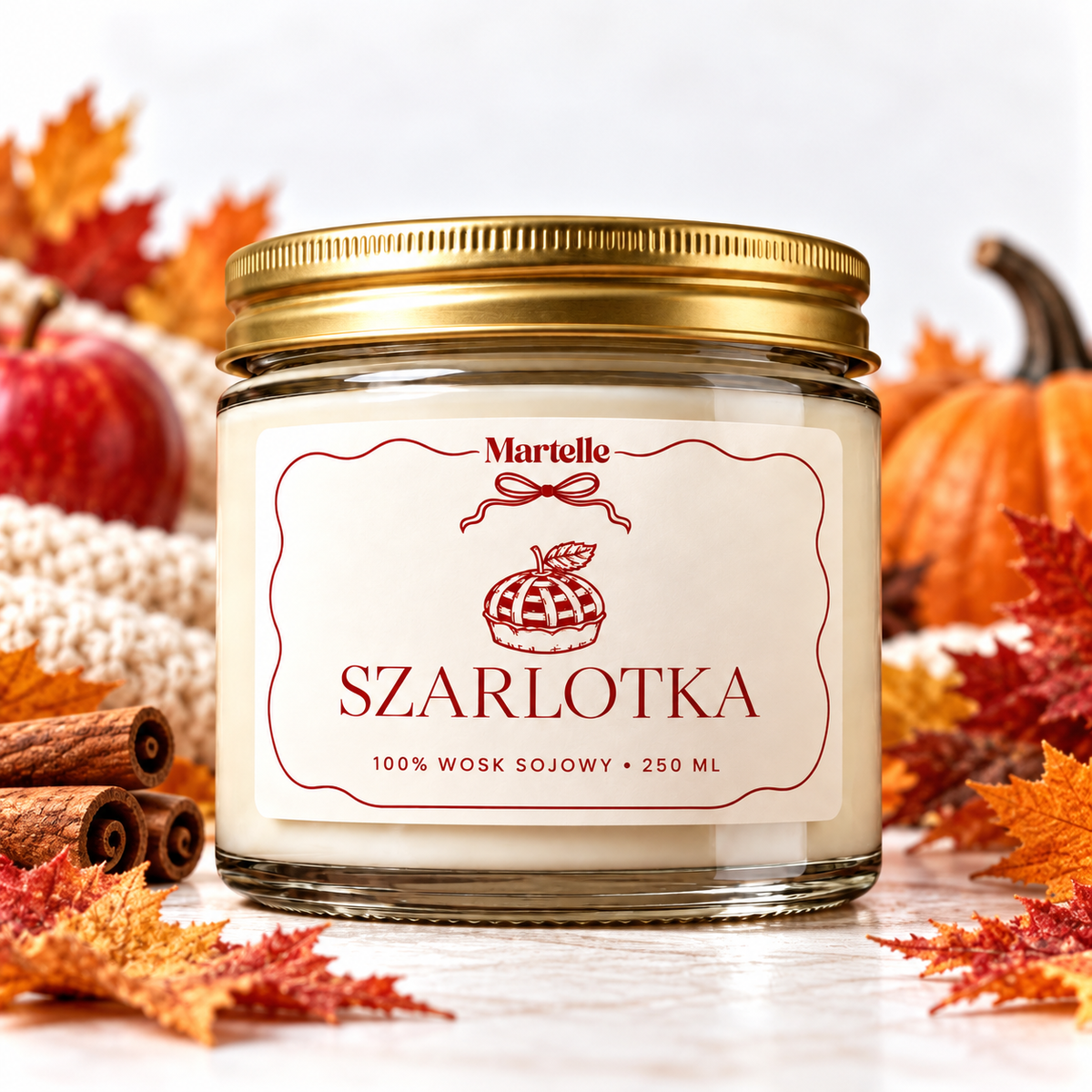 Szarlotka – jesienna świeca sojowa (250 ml)
