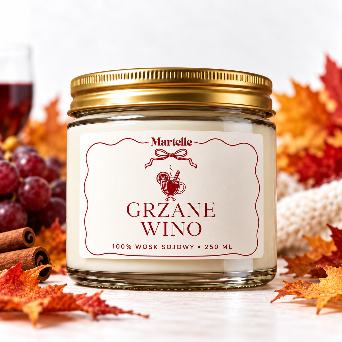 Grzane wino – świeca sojowa (250 ml)