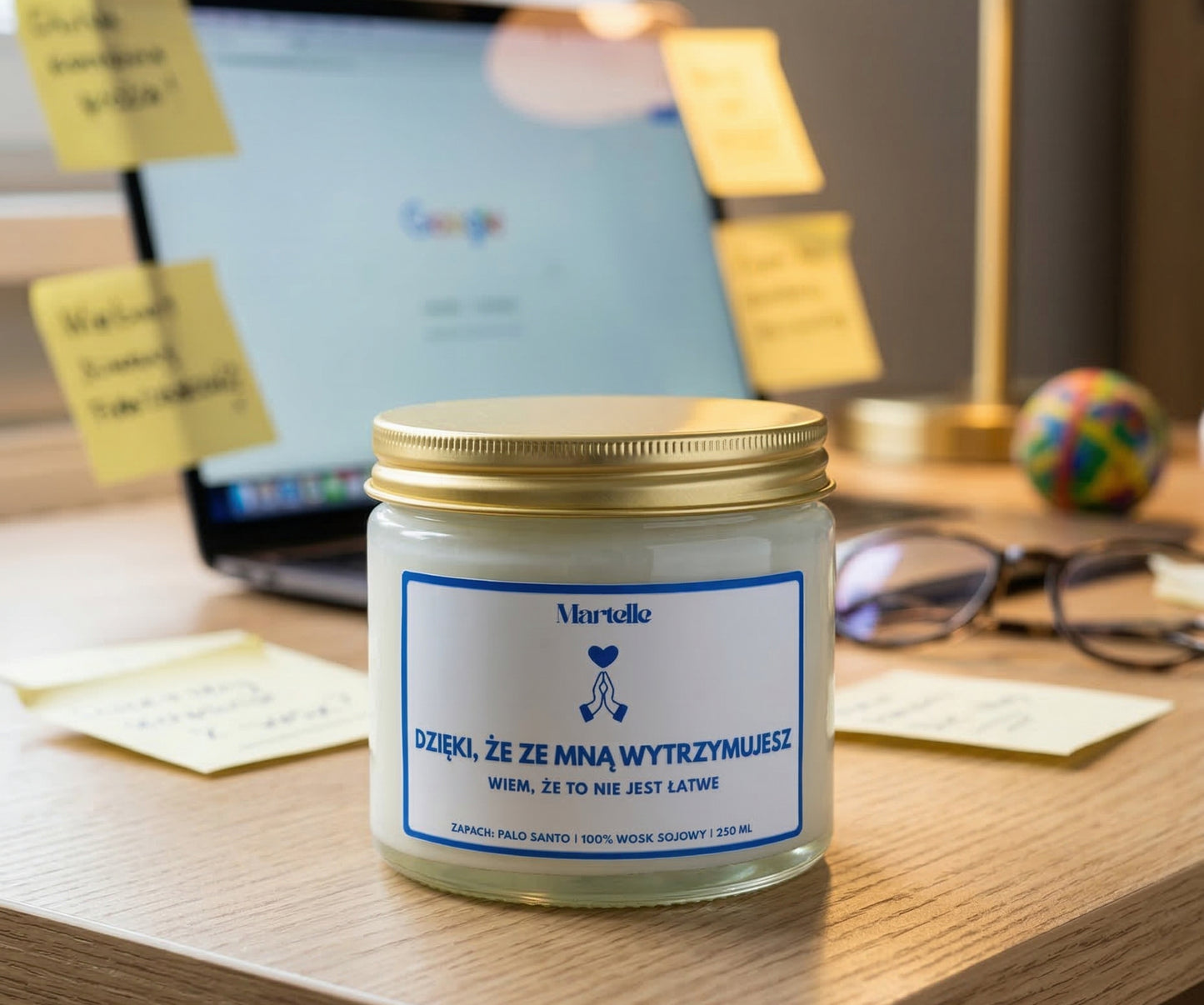 Dzięki, że ze mną wytrzymujesz - świeca sojowa (250 ml)