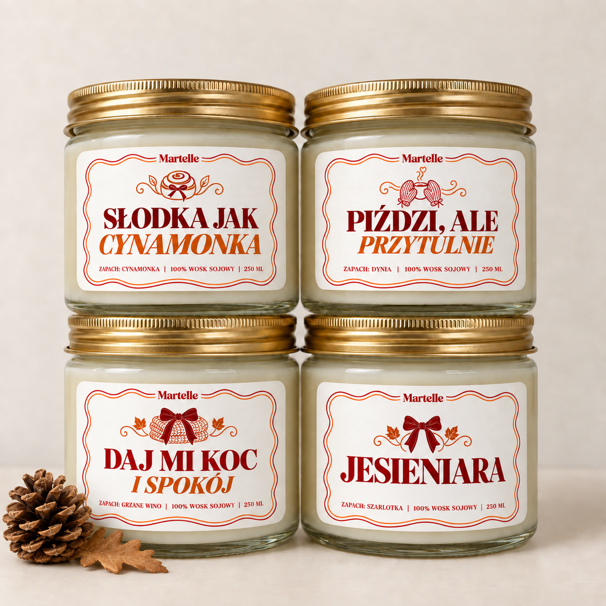 Zestaw Świec "Jesieniara" - 4 duże świece sojowe