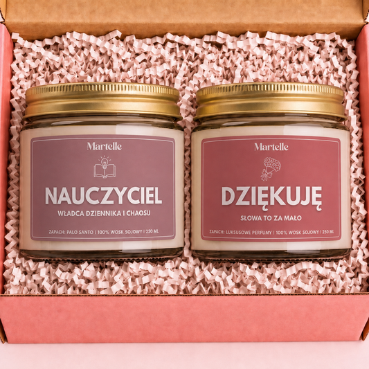 Zestaw świec „Dziękuję za wszystko” – prezent dla nauczyciela