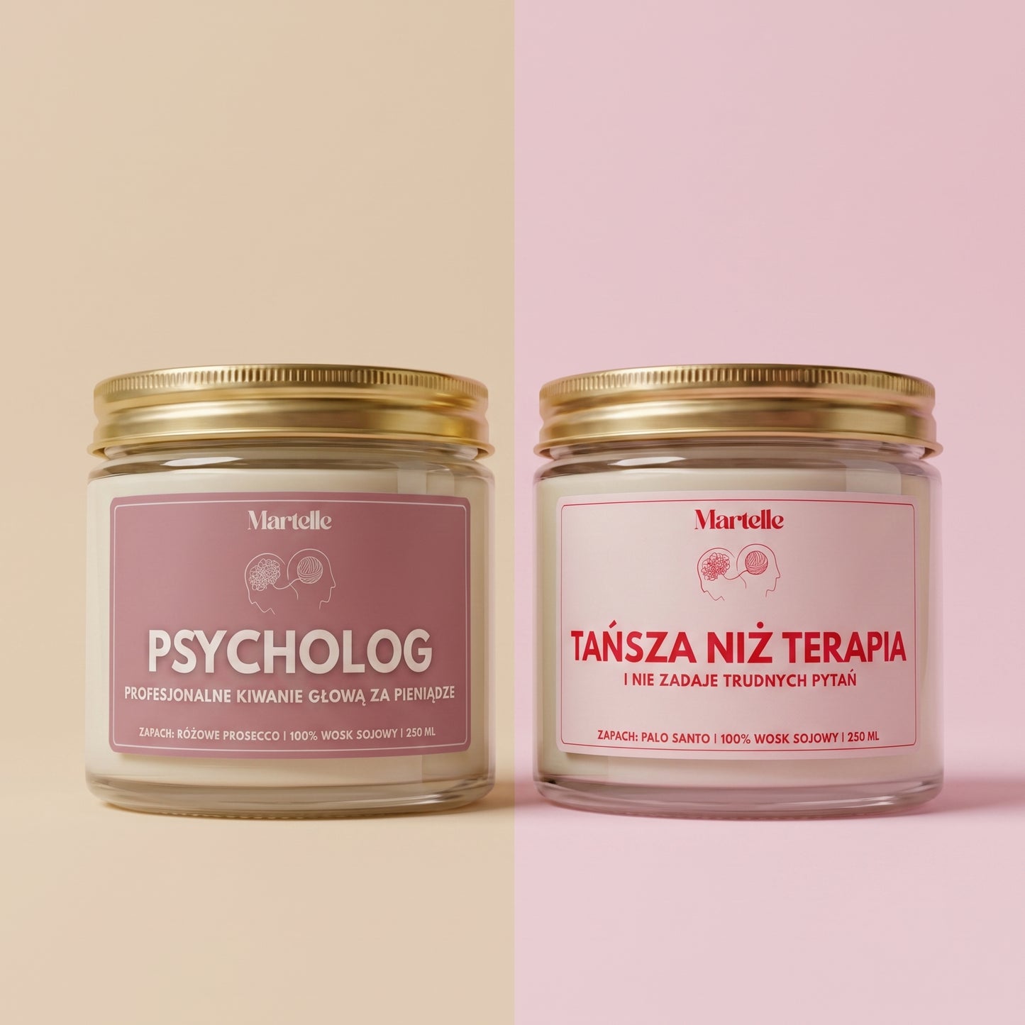 Zestaw świec „Tańsza niż terapia” – prezent dla psychologa