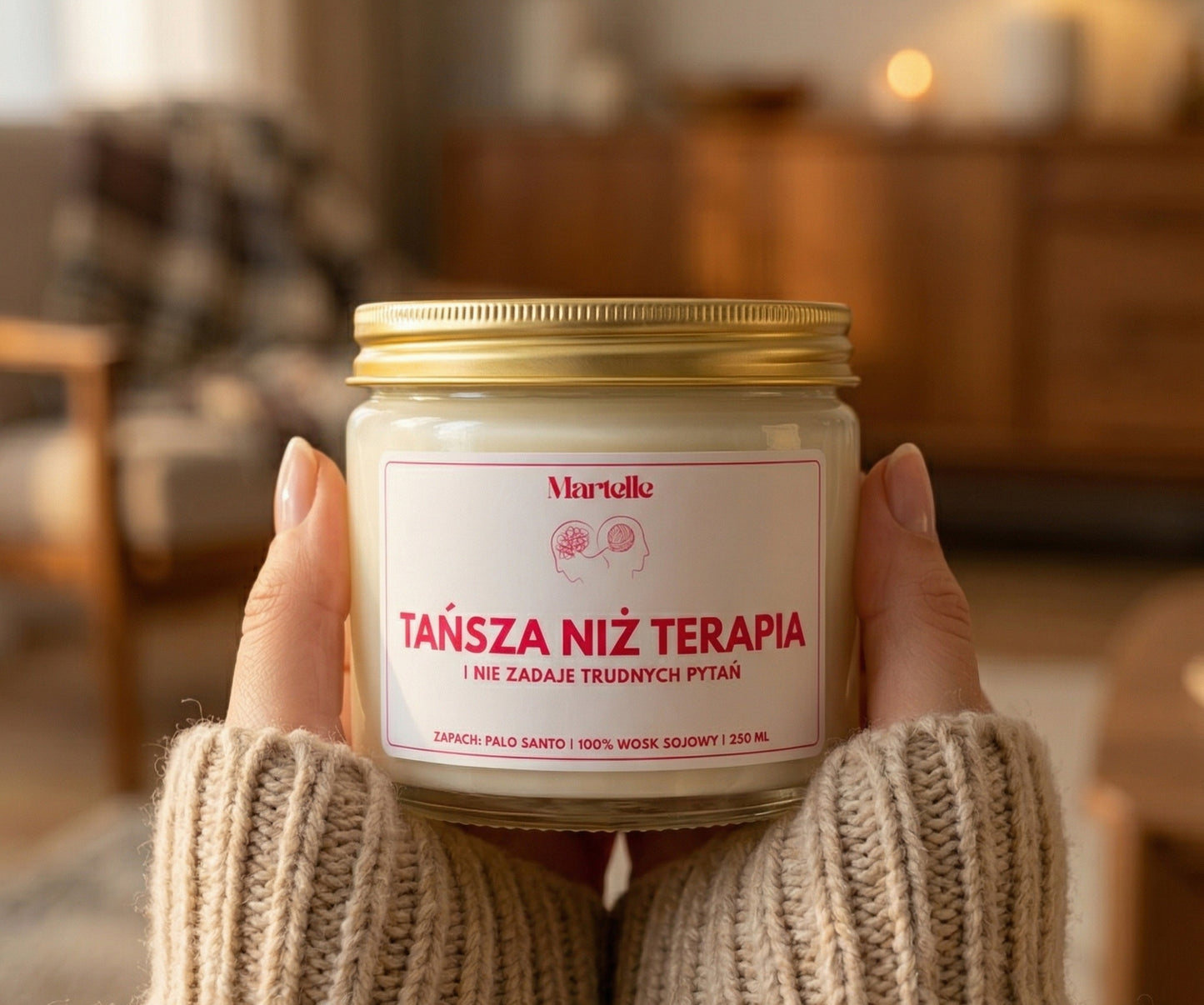 Tańsza niż terapia - świeca sojowa (250 ml)